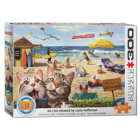 No Cats Allowed 300 Large Piece 3D Lenticular Jigsaw Puzzle Eurographics New - Picture 1 of 2